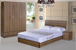 Buy cheap Cheap style rent Apartment home furniture melamine plate bed 1.2m- 1.5m-1.8 m light walnut color product
