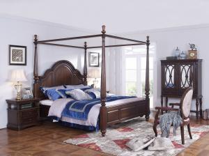 Buy cheap Palatial Villa House Bedroom Furniture set Classic Wooden King size Bed with Grand Night table with Decoration display product