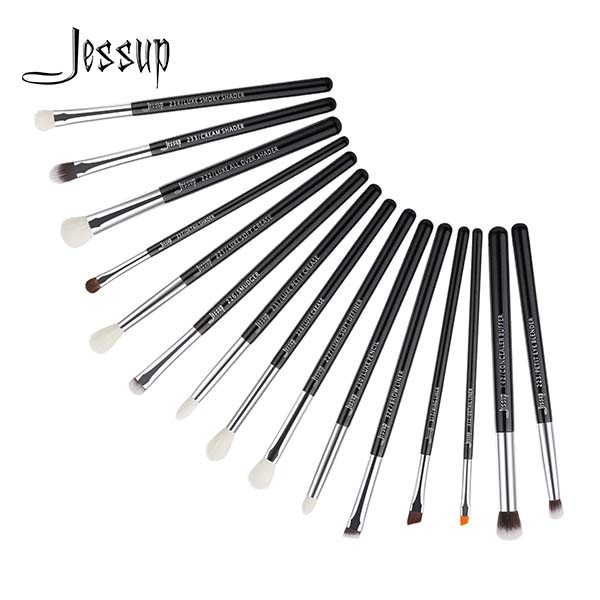 Buy cheap Jessup 15pcs Black/Silver Eyeshadow Eyebrow Shader Natural-synthetic Hair Makeup Brush Set T177 product