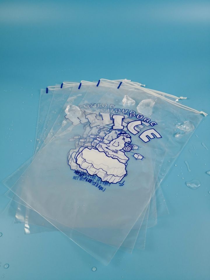 Buy cheap Clear plastic 8Lb Drawstring biodegradable ice bags Custom Printed product