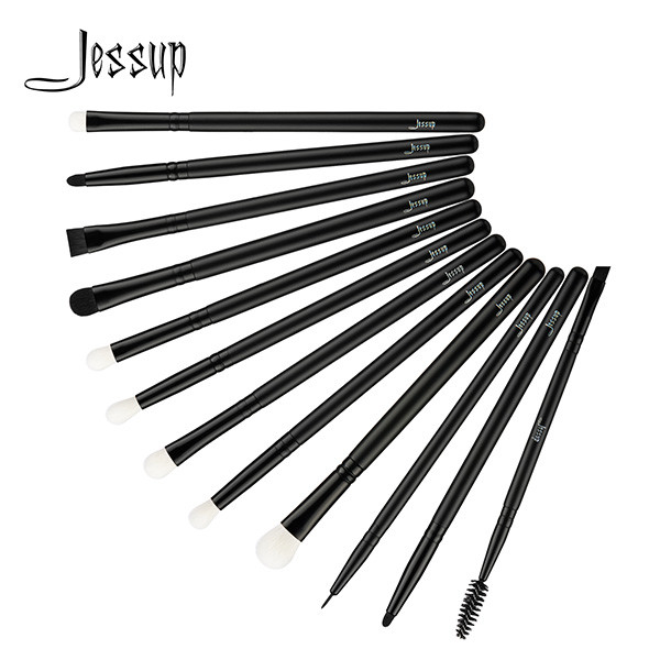 Buy cheap Jessup Black 12pcs Essential Eye Makeup Brush Set Private Label Makeup Line Factory Mixed hair Brushes T322 product