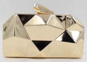 Buy cheap Fashion Lady Shine White And Gold Clutch Bag , Metal Box Purse With Long Chain product