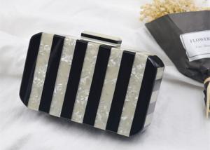 Buy cheap Square Black And Yellow Striped Acrylic Clutch Bag Box Evening For Women product