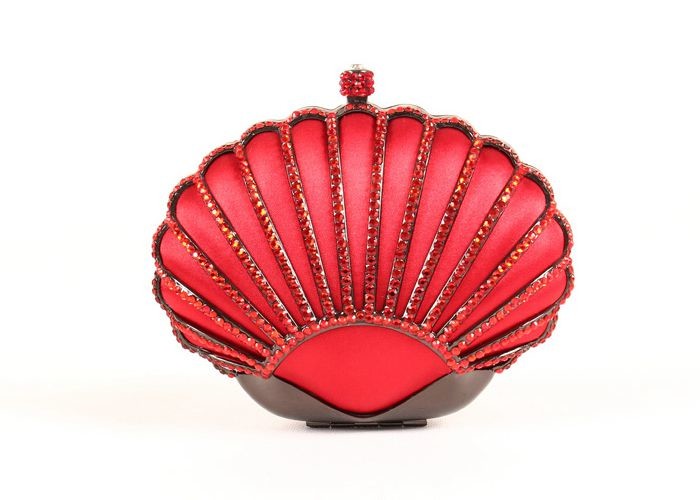 Buy cheap Shell Shaped Red Shell Shaped Cluth Bag Kiss Lock And Unique Long Chain product