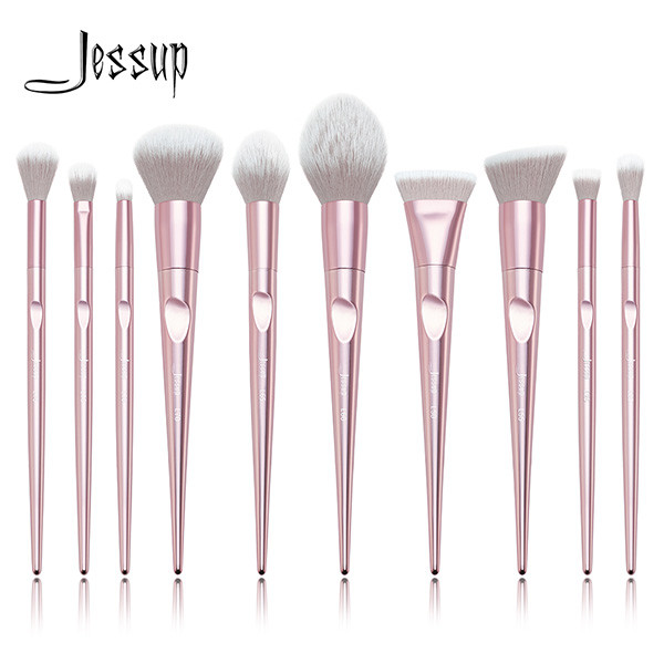 Buy cheap Jessup 10Pcs Metallic Pink Luxury Set Basic Makeup Brushes Set Makeup Brush Wholesale Suppliers T260 product