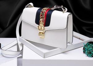 Buy cheap Leather Single Shoulder Bag With Lock Buckle , Slanting Bow Tie Striped Satin Ribbon Bag product