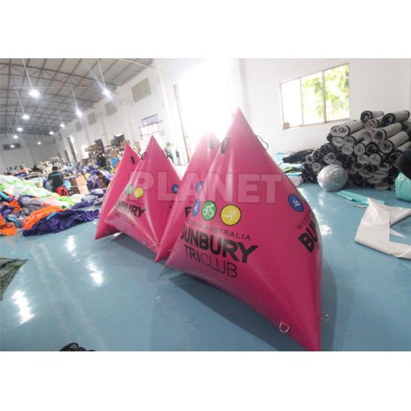 Pink Triangular Inflatable Marker Buoys For Swim Event , Yellow Inflatable Water Park Buoys