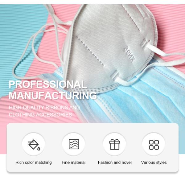 High Quality polyester material flat Elastic band tape stretch cords adjustable earloop