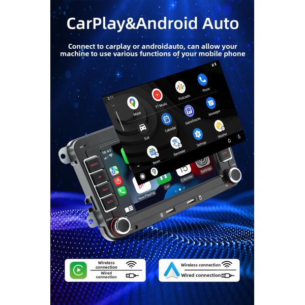 Creatall 7-Inch Android GPS Car Navigation HD Large Screen for Bluetooth CarPlay Reversing Camera Compatible for Volkswagen USB