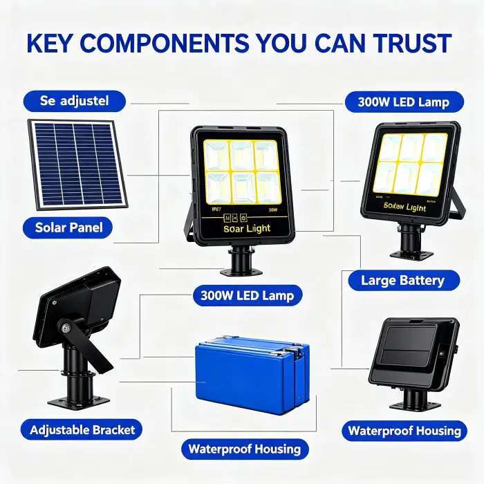 Solar courtyard LED light installation showing modern design and bright illumination