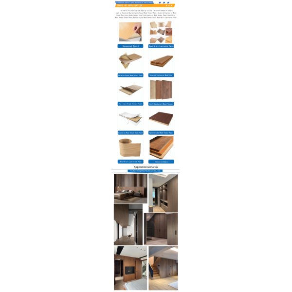 Multiple types of wood decorative materials are pressed using a double-layer automatic hot press machine for veneer pasting