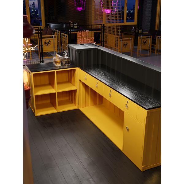 Customized Color Durable Iron Frame Compact Design Front Desk Reception Counter for Commercial Use