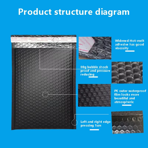 Long Black Bubble Bag Batch Frosted Co-extruded Bubble Envelope Express Bag Bubble Bag