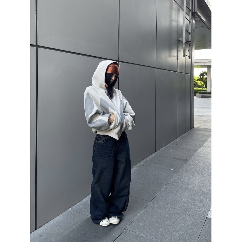 Low MOQ Customized Color Block Splicing 3D Embroidery Oversized Pullover Winter Hoodie Pocket Hip Hop Polyester/Cotton Blend