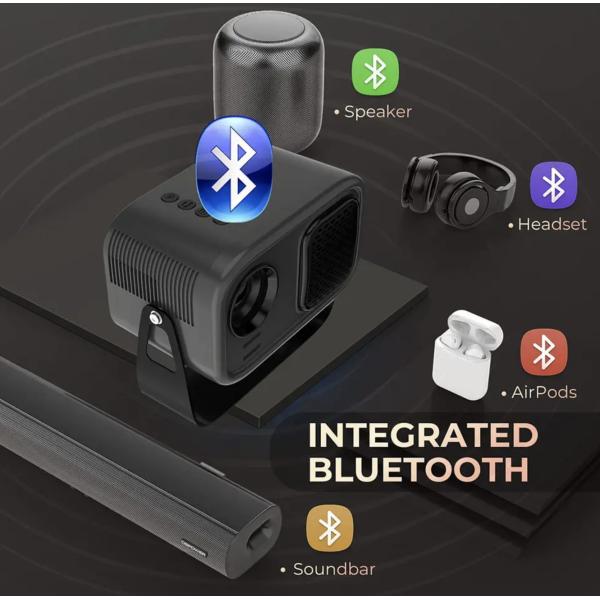 K1 Mini Projector showing flexible projection angles