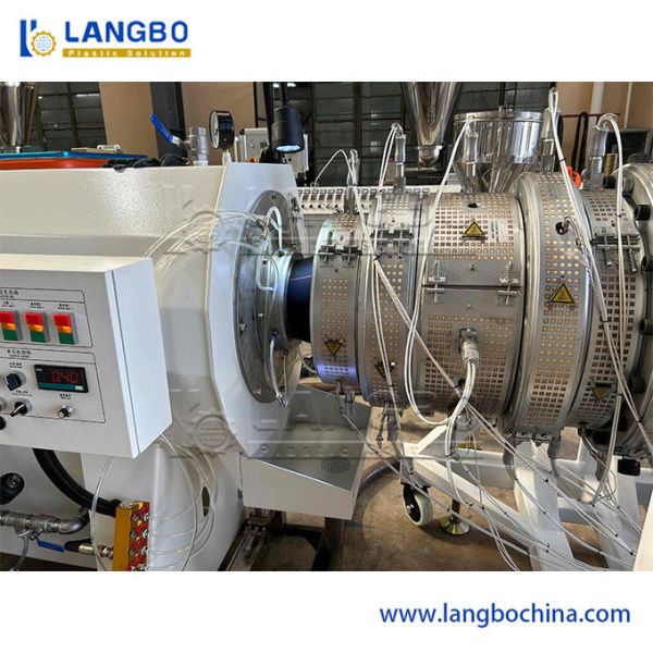 HDPE Pipe Production Line overview showing extruder and coiling system