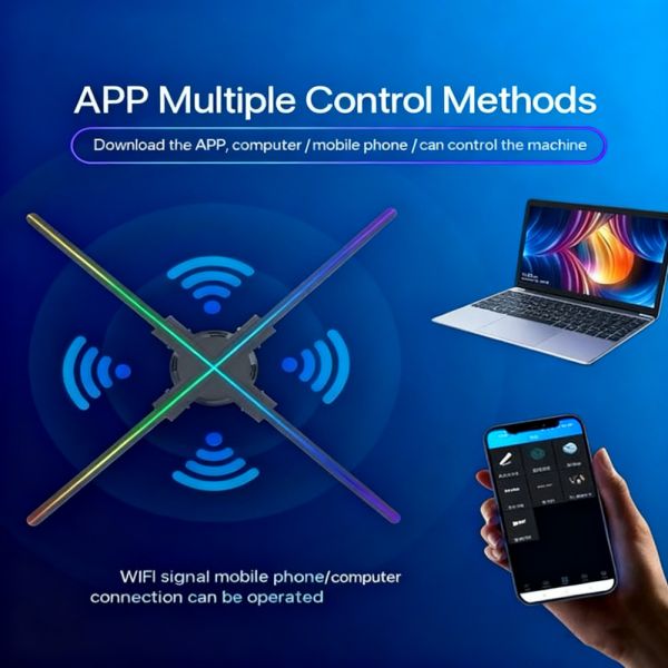 3D Holographic Fan with Indoor Use Android App Compatibility and Multiple Splicing Support