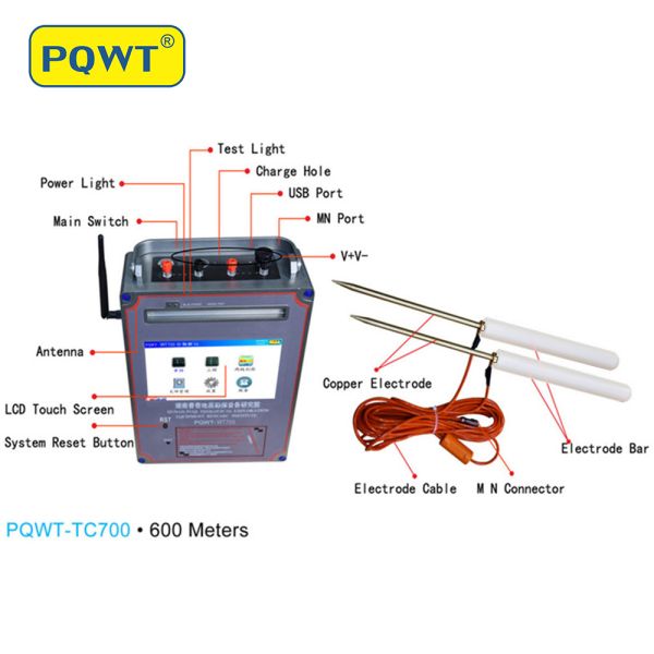 PQWT-TC700 Automatic Mapping Water Detector with 600m Depth and 92% Accuracy for Underground Water Detection