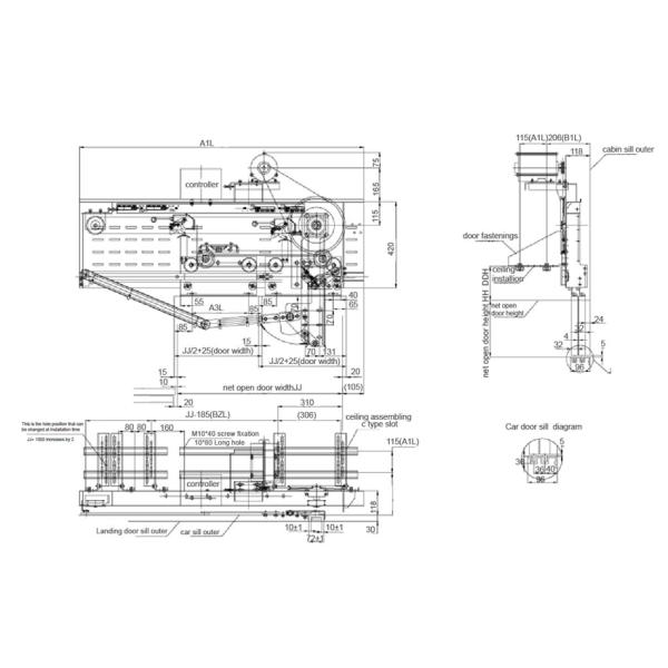 Double-Folded Side Opening Three Phase Asynchronous Elevator Door Operator
