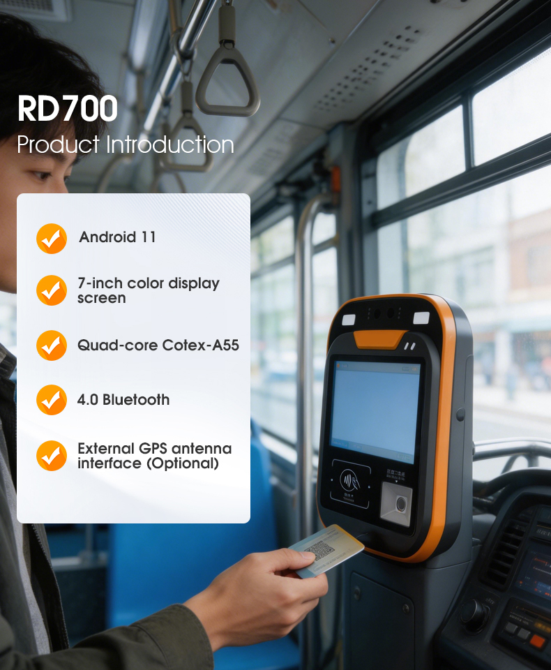 RD700 Validators for Buses Biometric Transit Payment with Facial Recognition multiple biometric modalities