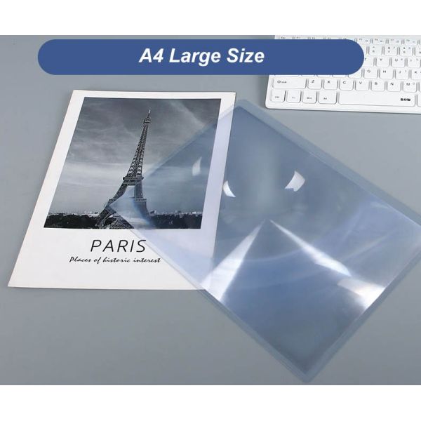 3X Magnification A4 Full Page PVC Plastic Magnifying Sheet and Handheld Reading Magnifier