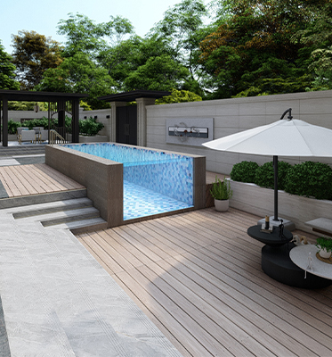 Customized Clear Acrylic Wall Sheet Prefab Pool with Filter Tank and Brown Desig