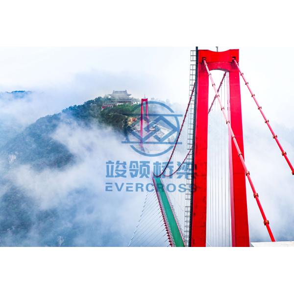 Modular Steel Cable Suspension Bridge Large Spans Heavy Loading