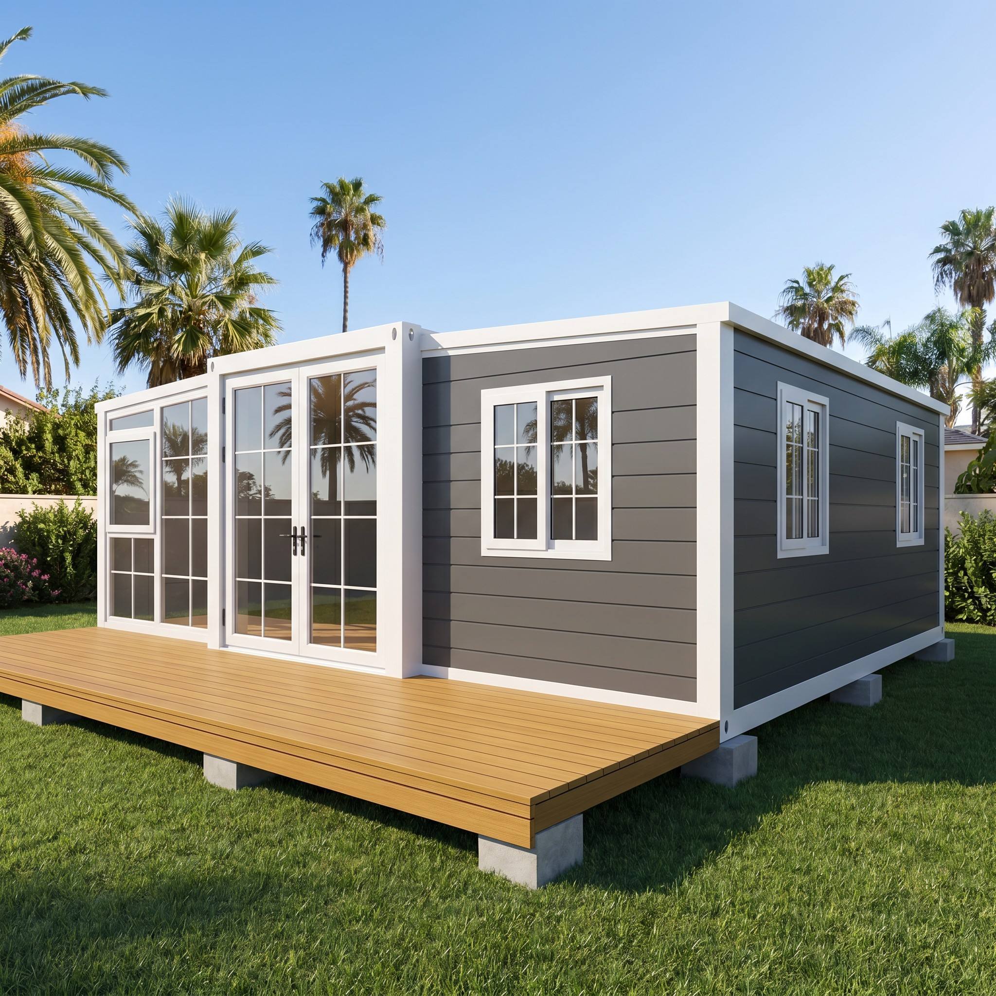 Elegant 20ft Expandable Container House - Classic Grid Window Design