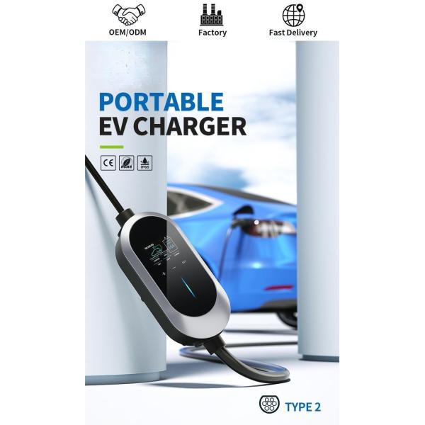 Type 2 Portable EV Charging Pile With Blue CEE 16A 1 Phase Plug