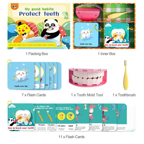 Interactive Early Childhood Development Toys Tooth Brushing Book Sets For Kids