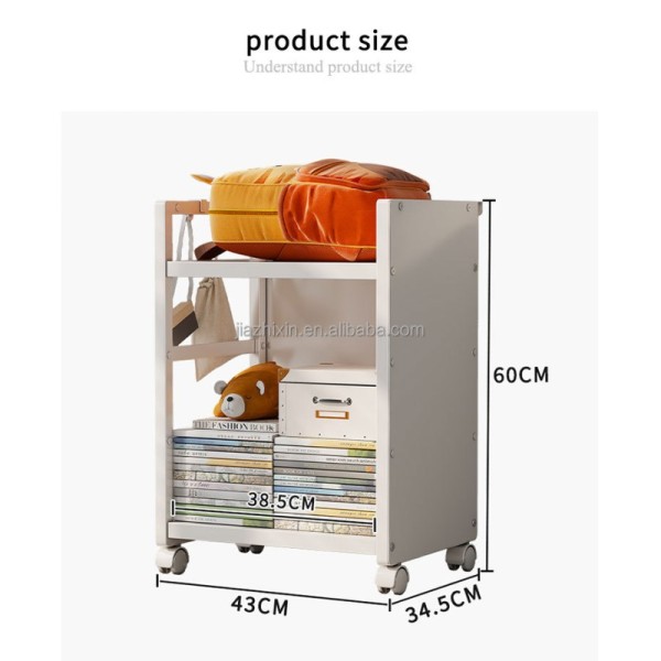 Office Iron Adjustable With Wheels Document Rack File Storage Holder Bedroom Movable 2Tier Bookshelf Backpack Toy Organize Shelf