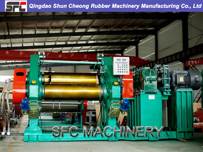 Open Type Two Roll Mill / Rubber Mixing Mill With Stock Blender