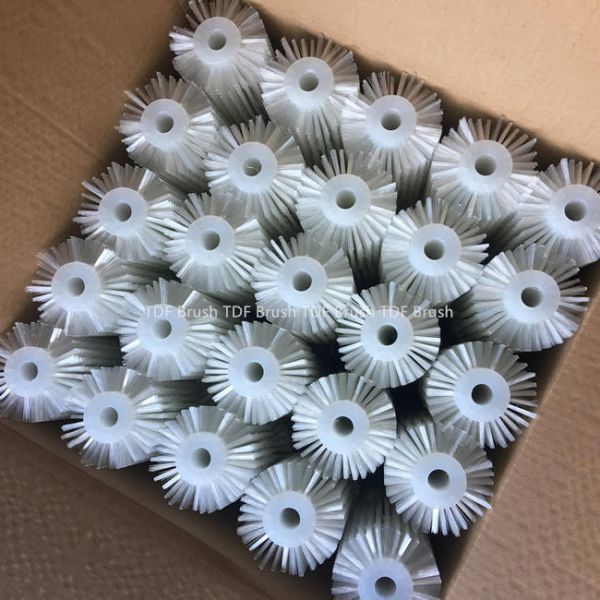 Close-up view of nylon roller brush construction and bristle pattern