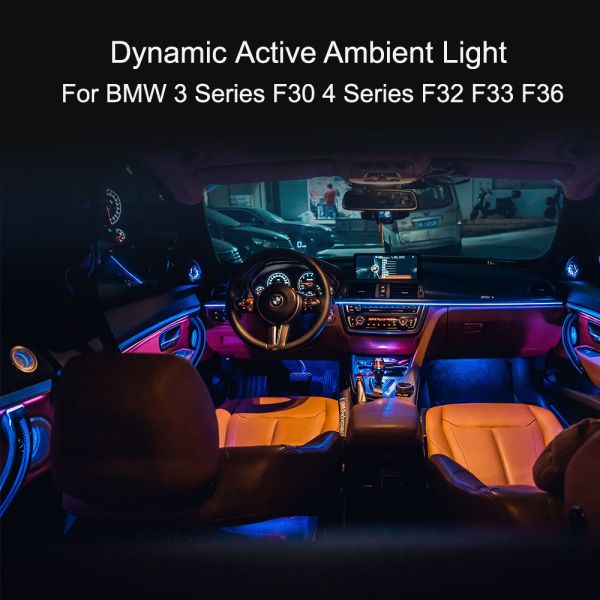 CF BMW Dynamic RGB Interior Light Kit with Multi-Color Flowing Light, Plug-and-Play Installation, and Automotive-Grade ABS for F30/F32/F33/F36