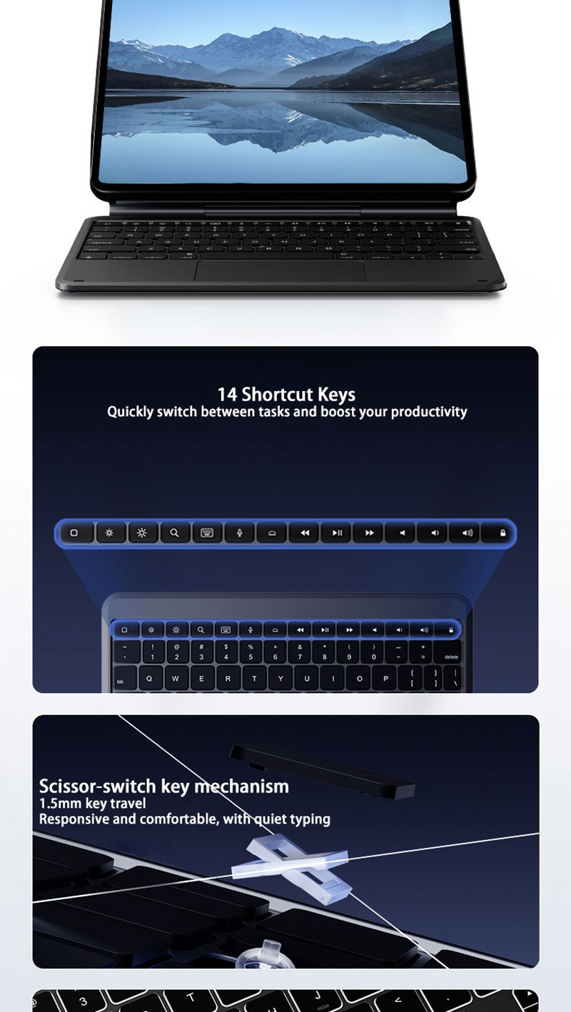 New BT Wireless Aluminum Alloy Slim Full Size Magic Keyboard Case USB C Interface for iPad (A16) 11" (2025)