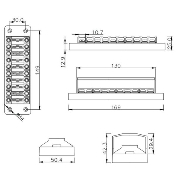 10 Circuit Blade Fuse Box Automotive Auto Boat Marine Fuse Block AMP Fuse Holder