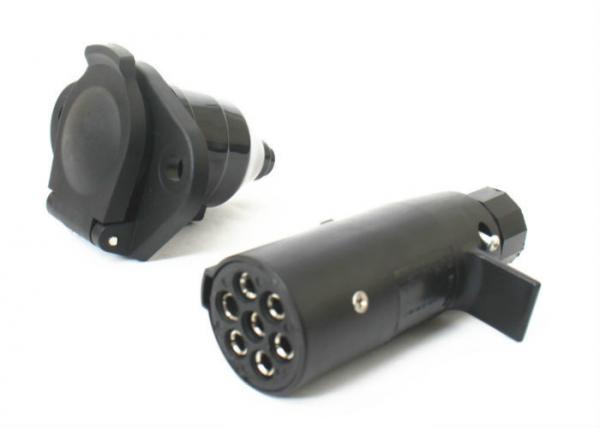 Black Trailer Electrical Plug 7 Pin Trailer Socket Weather Resistant