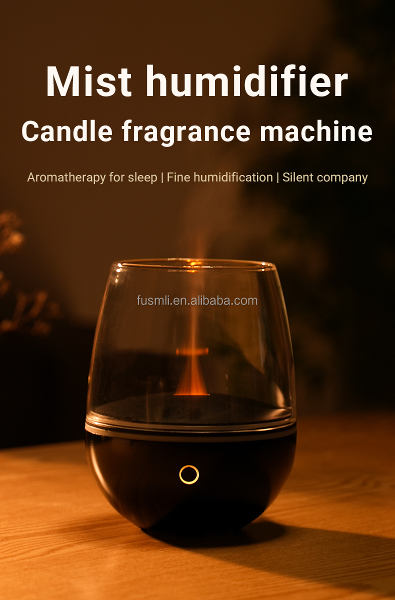 Factory Customized Room Direct Sale Fire Flame Glass Aromas Diffuser Air Essential Oil Ultrasonic Humidifier