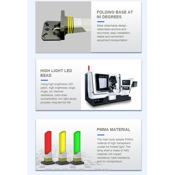 Q6S Single‑layer Warning Signal Light With Utility Model Patent, IP54, Built‑in 95dB Buzzer, Foldable Base, Support LOGO Custom. DC24V, PNP/NPN