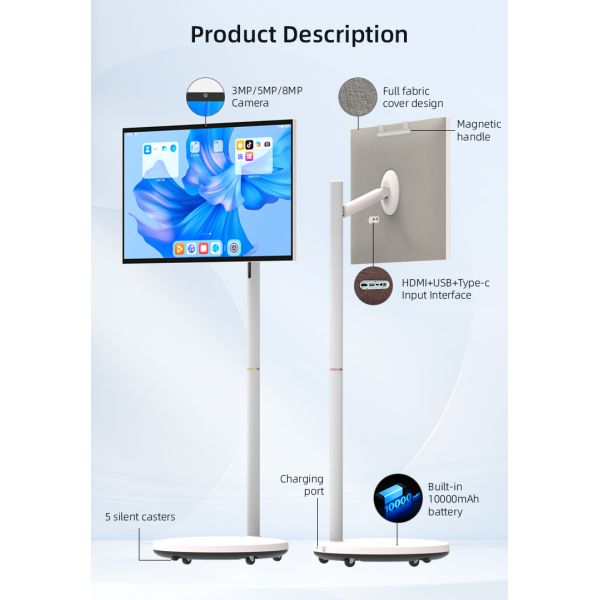 GM Series portable TV displaying Android interface