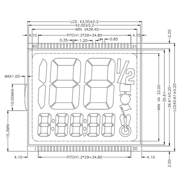 Customized Small and Cheap Lcd Small Screen Display Segment Digit