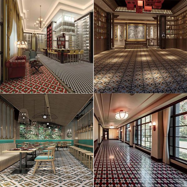 Encaustic Cement Tiles Custom Handmade Patterns Floor & Wall Tile for Hotel Villa Restaurant 200*200mm Matte Surface