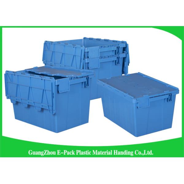 45L Plastic Box With Hinged Lid Rentable Moving , Large Plastic Storage Bins For Packaging