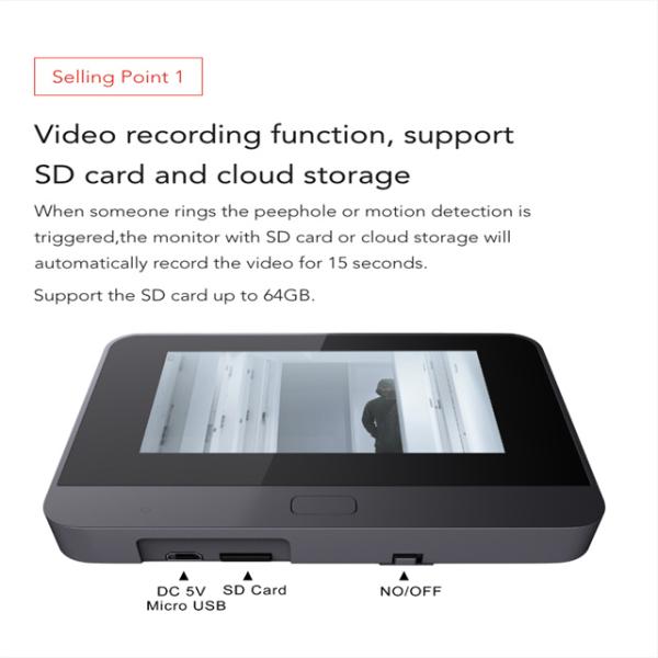 160 Degree Tuya Door Viewer 2.4G Wireless Camera Doorbell With Monitor