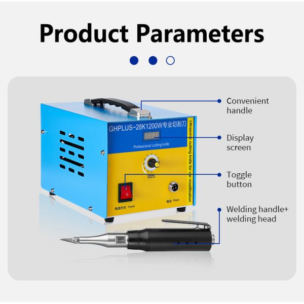 Ultrasonic plastic cutting knife in operation
