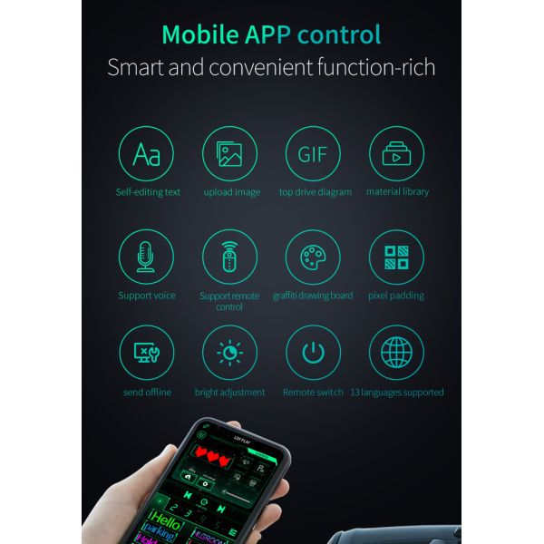 Customize Patterns Car Led Display Flexible Car Window Led Screen Mobile App Control