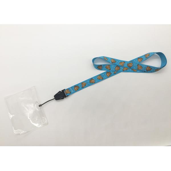 OEM Black Breakaway Lanyard , Polyester Lanyards With Badge Holder