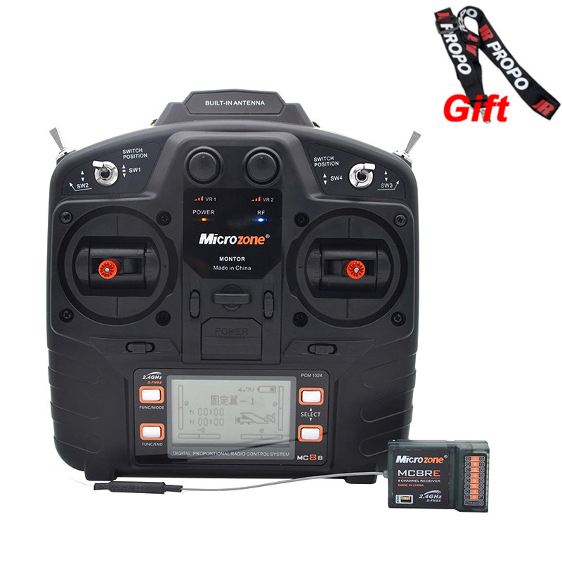 Microzone MC8B 2.4G 8CH Remote Control Transmitter 8RE 8 Receiver Radio System For RC Aircraft Fixed-wing Helicopter