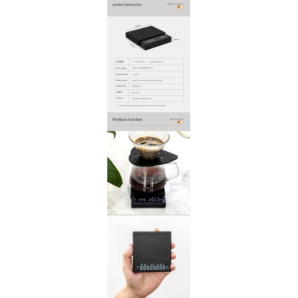 Rectangle Mini Kitchen Electronic Digital Coffee Scale with Weight Measuring Function