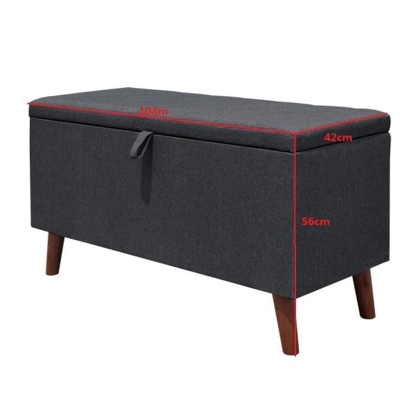 Dark Grey Fabric Storage Ottoman